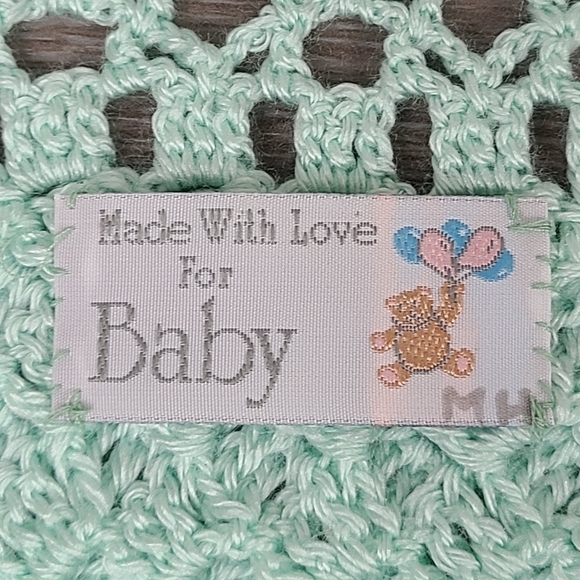 TEAL knitted rectangular baby blanket - Picture 13 of 13